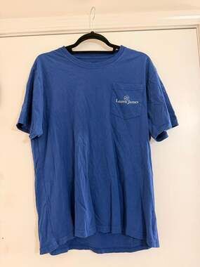 Lauren James American Flag Pocket T-Shirt Blue Size Large